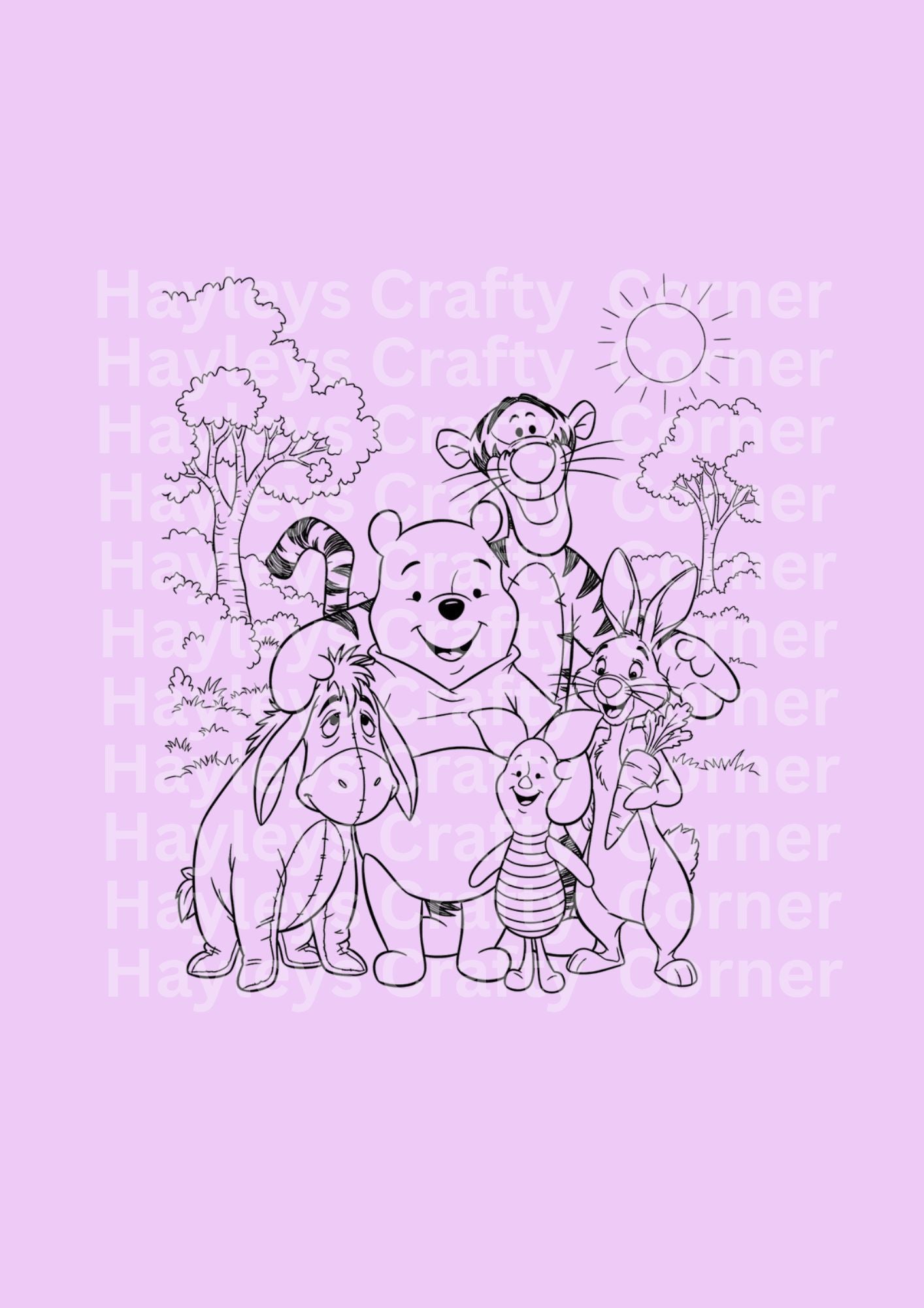 Winnie the Pooh Friends Colouring Heat Transfer