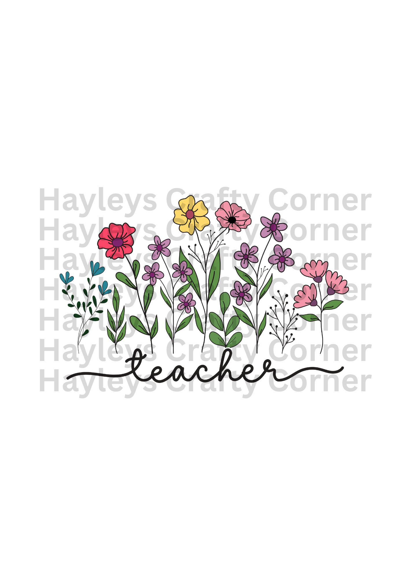 Floral Teacher – Colourful Wildflower Script Graphic