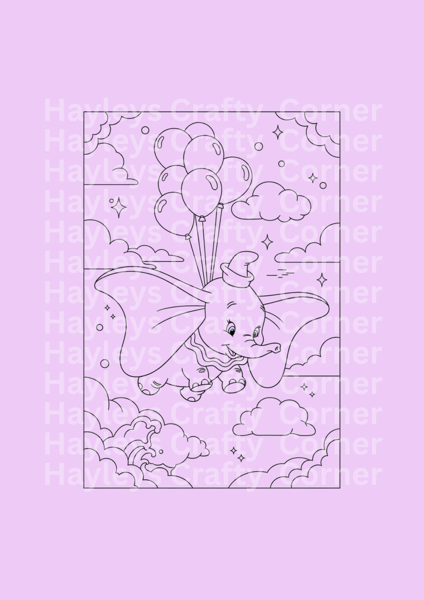 Flying Dumbo Colouring Heat Transfer