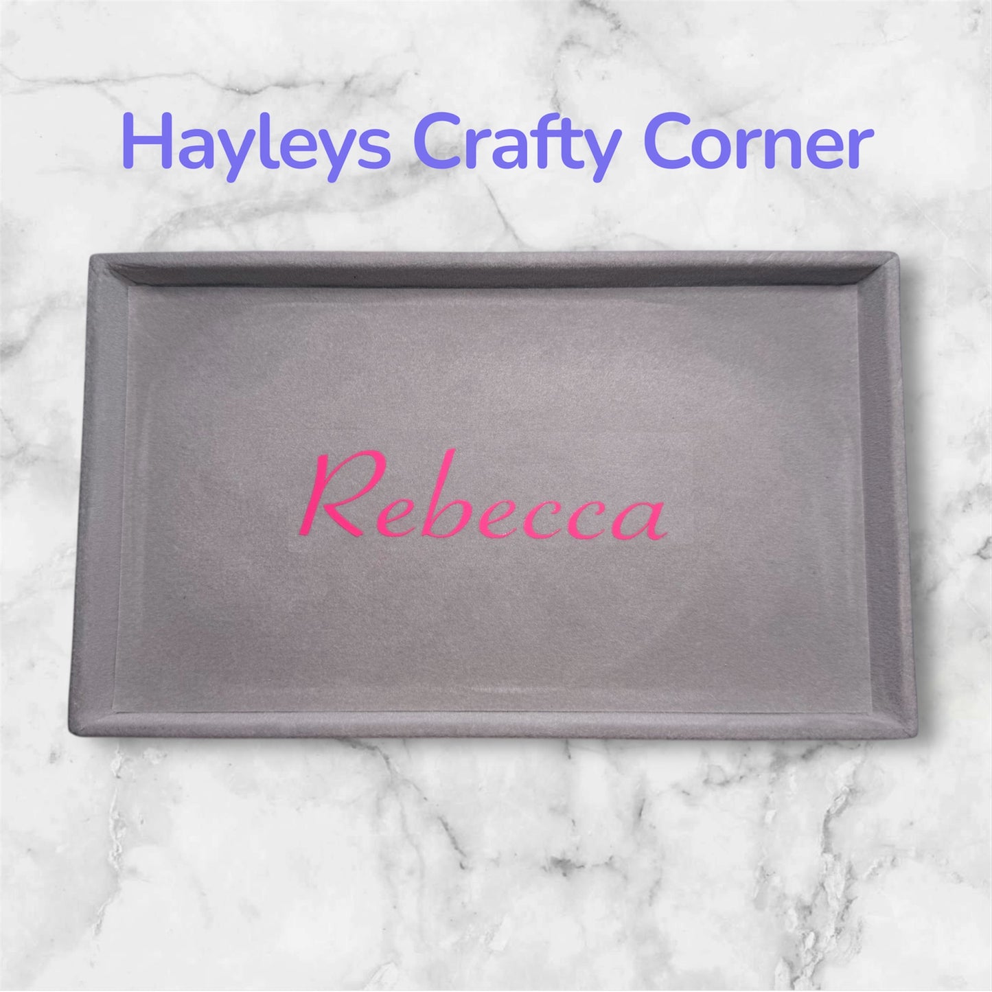 Grey Velvet Personalised Trinket Tray