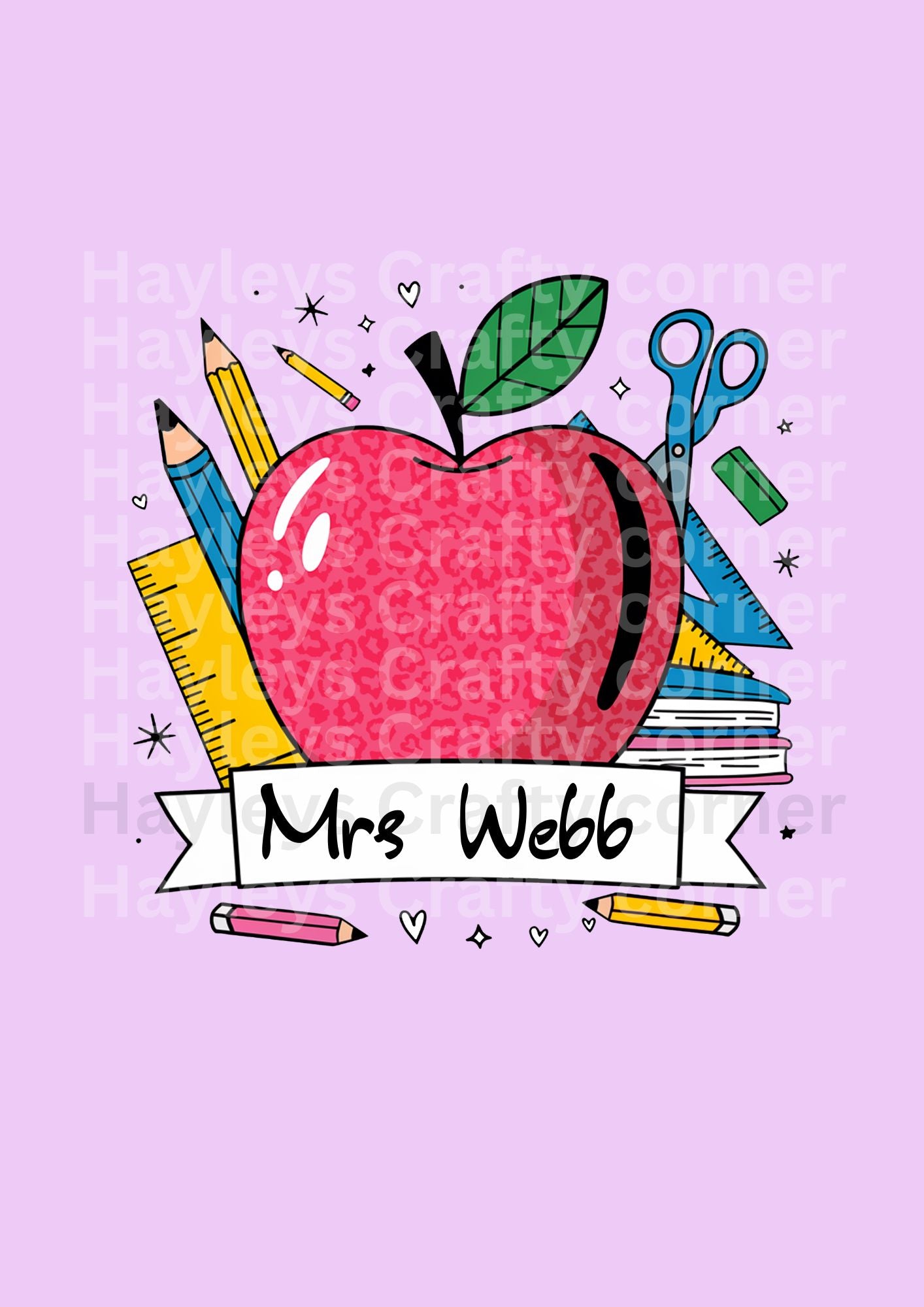 Personalised Teacher Apple – 5 Font Options