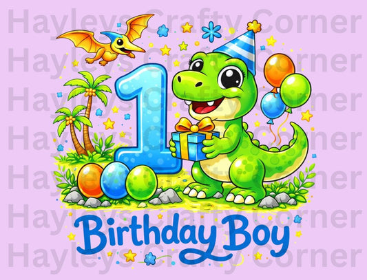 Dinosaur Birthday Boy – Custom Number (1–5)