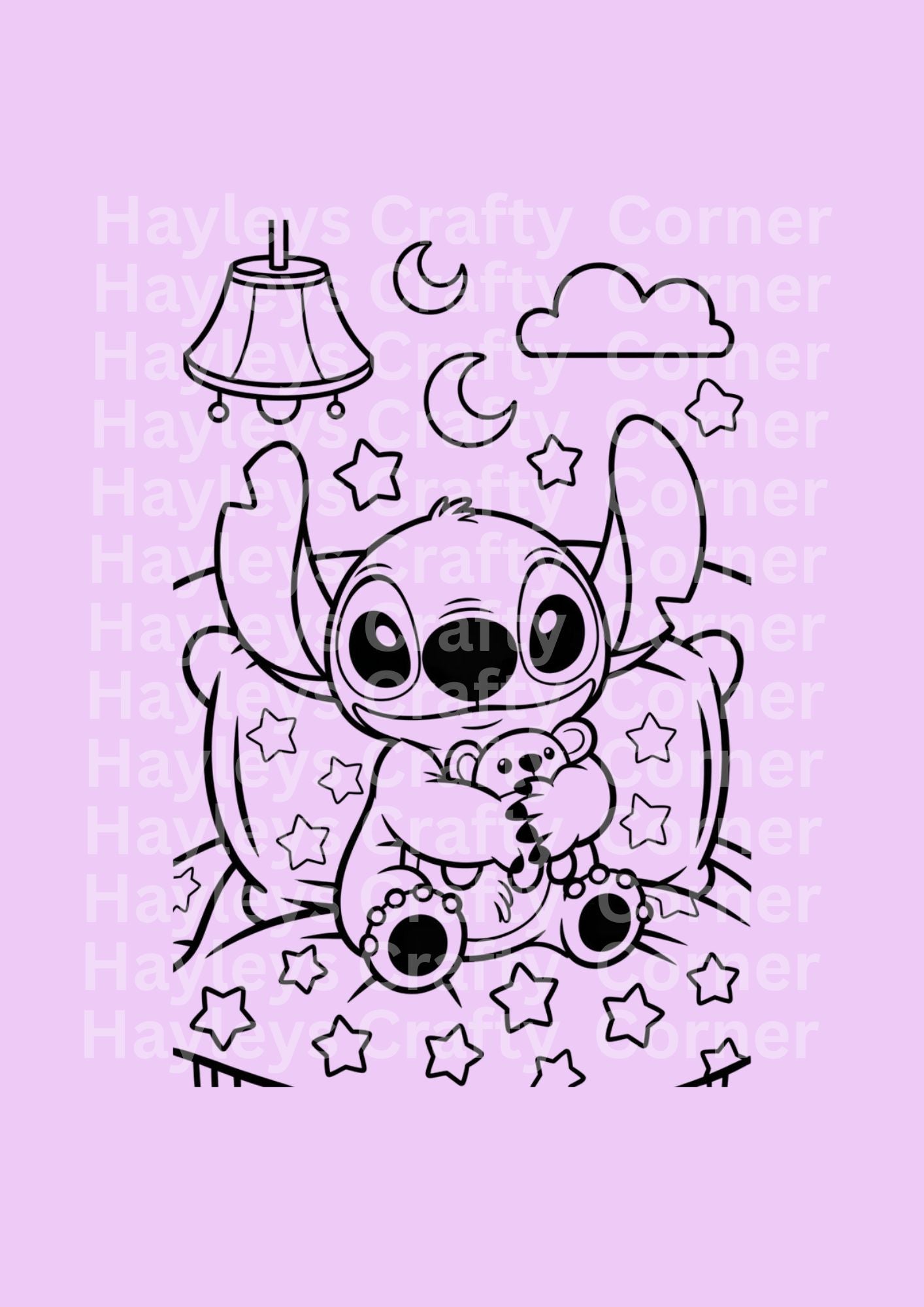 Stitch Bedtime Colouring Heat Transfer
