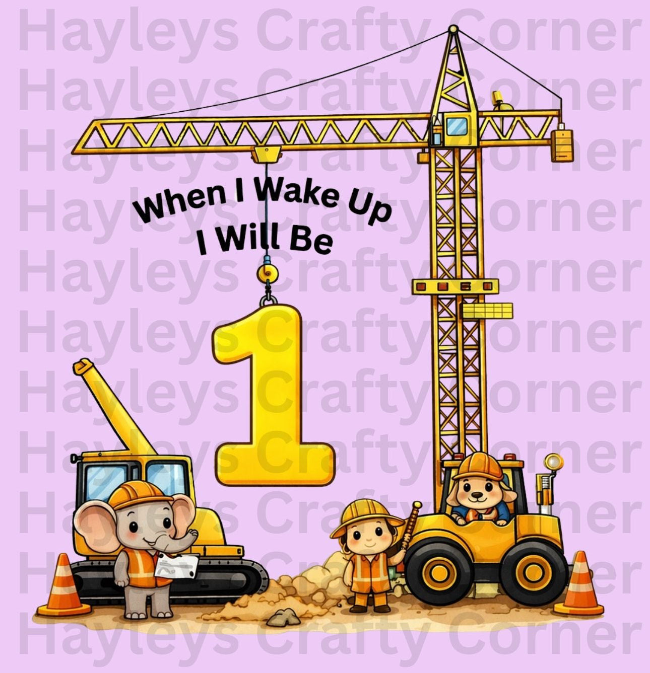 Construction Birthday Heat Transfers (Ages 1–5)
