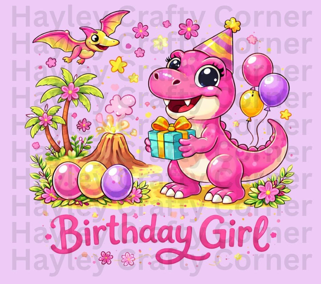 Dinosaur Birthday Girl – Cute Pink or Green Dino