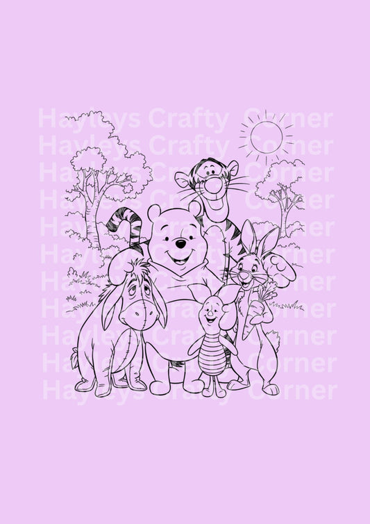 Winnie the Pooh Friends Colouring Heat Transfer
