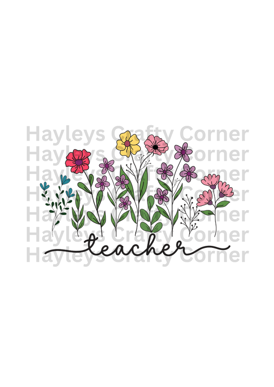Floral Teacher – Colourful Wildflower Script Graphic