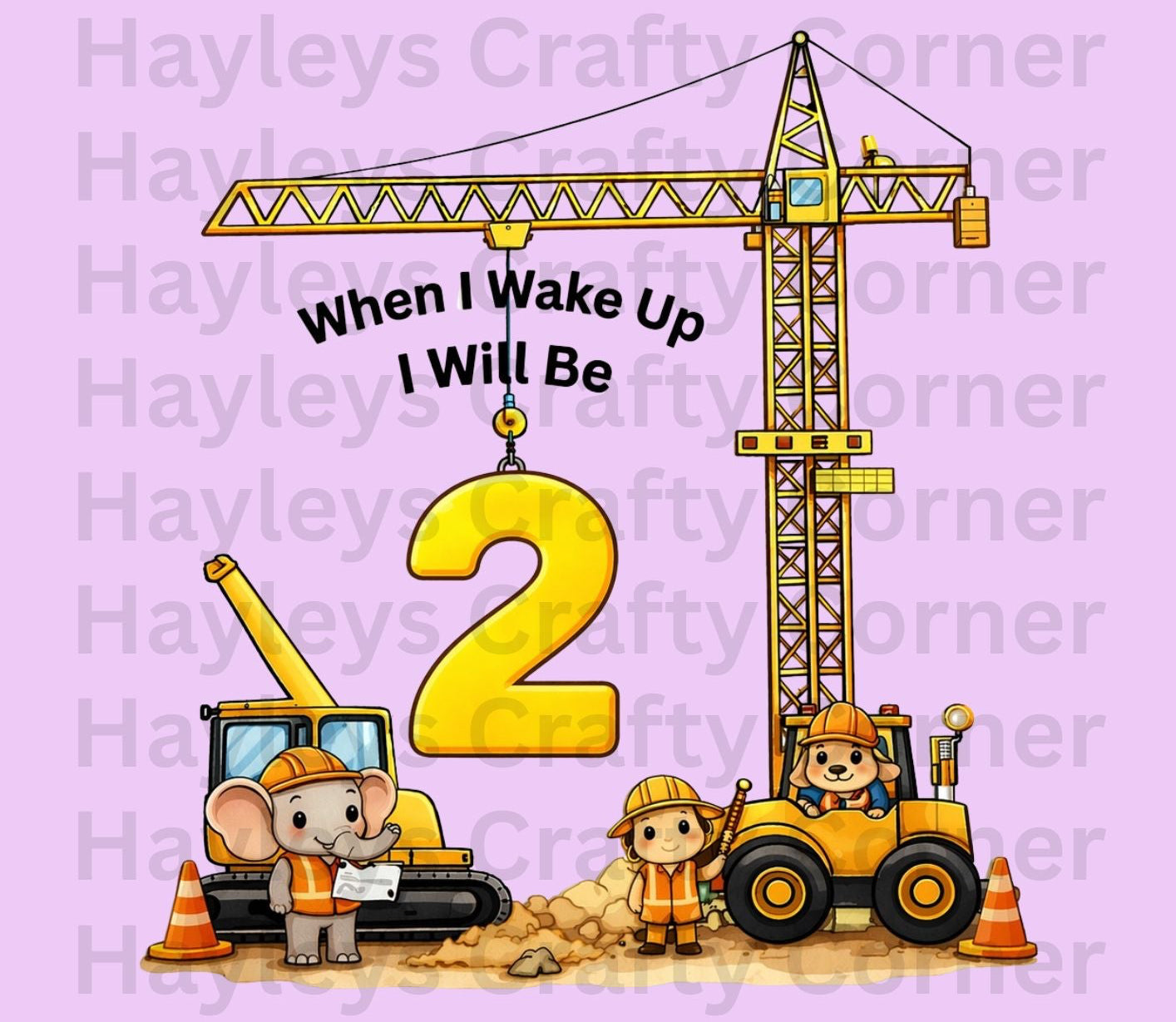 Construction Birthday Heat Transfers (Ages 1–5)