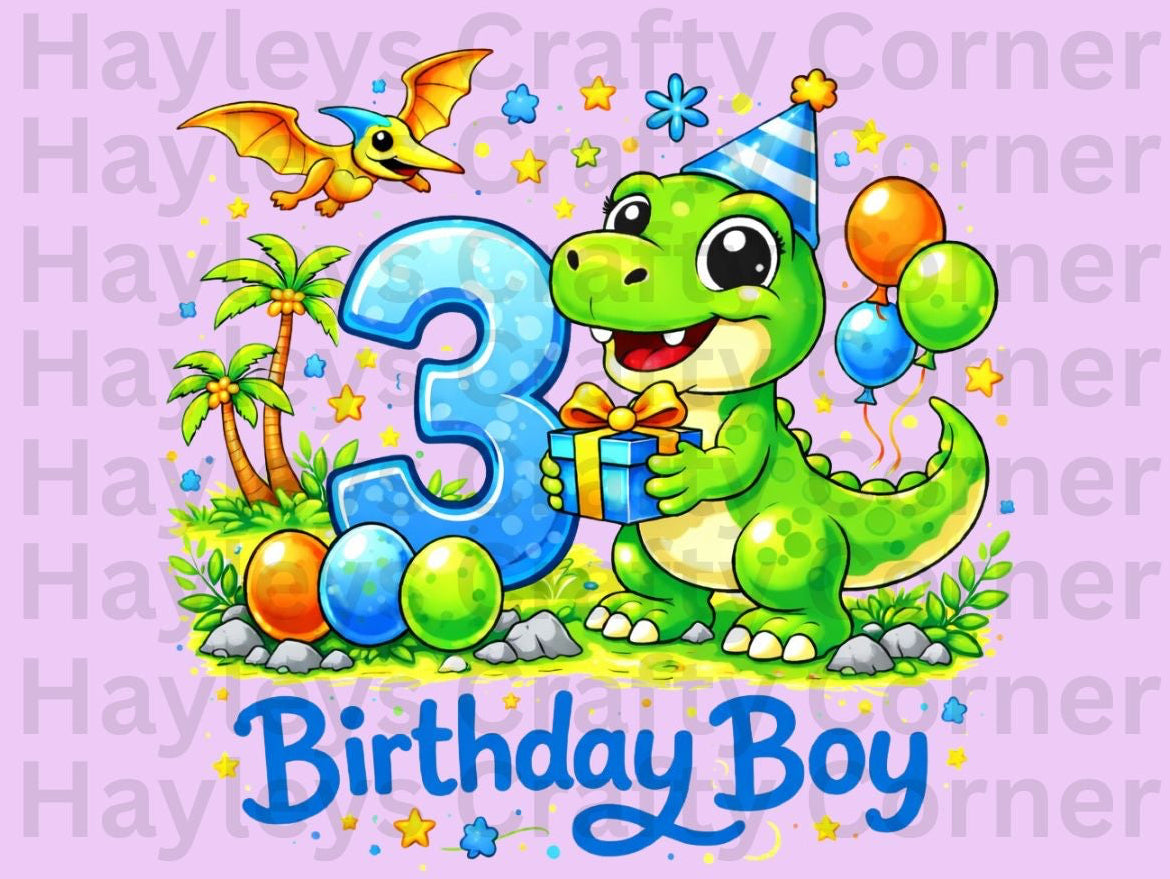 Dinosaur Birthday Boy – Custom Number (1–5)