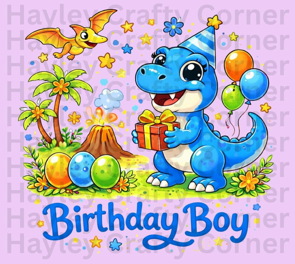 Dinosaur Birthday Boy – Cute Blue or Green Dino