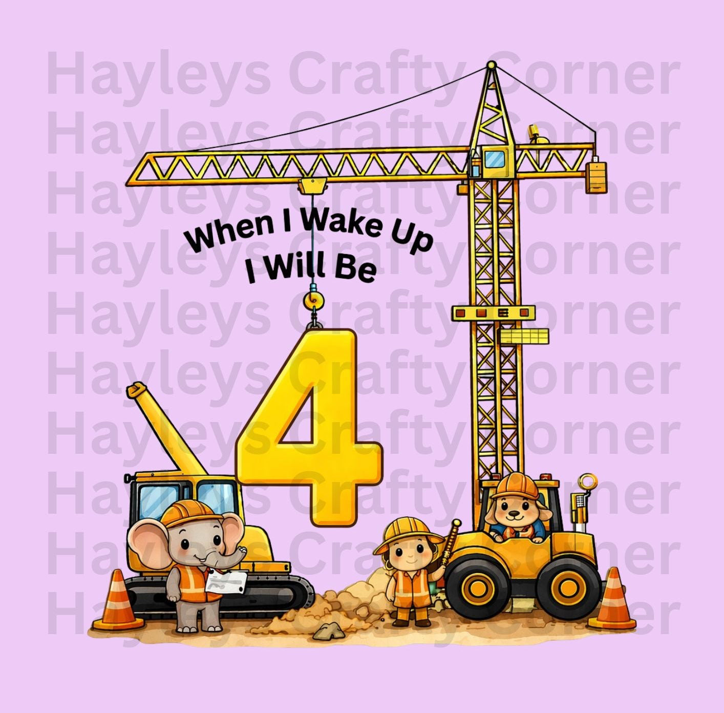 Construction Birthday Heat Transfers (Ages 1–5)