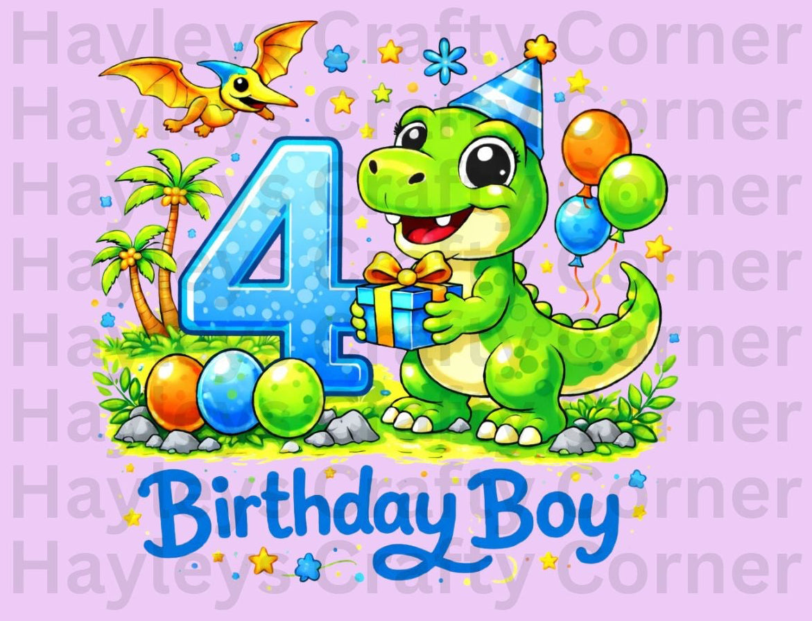 Dinosaur Birthday Boy – Custom Number (1–5)