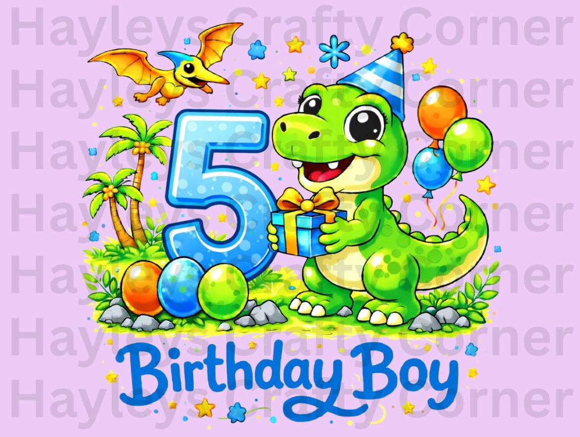 Dinosaur Birthday Boy – Custom Number (1–5)