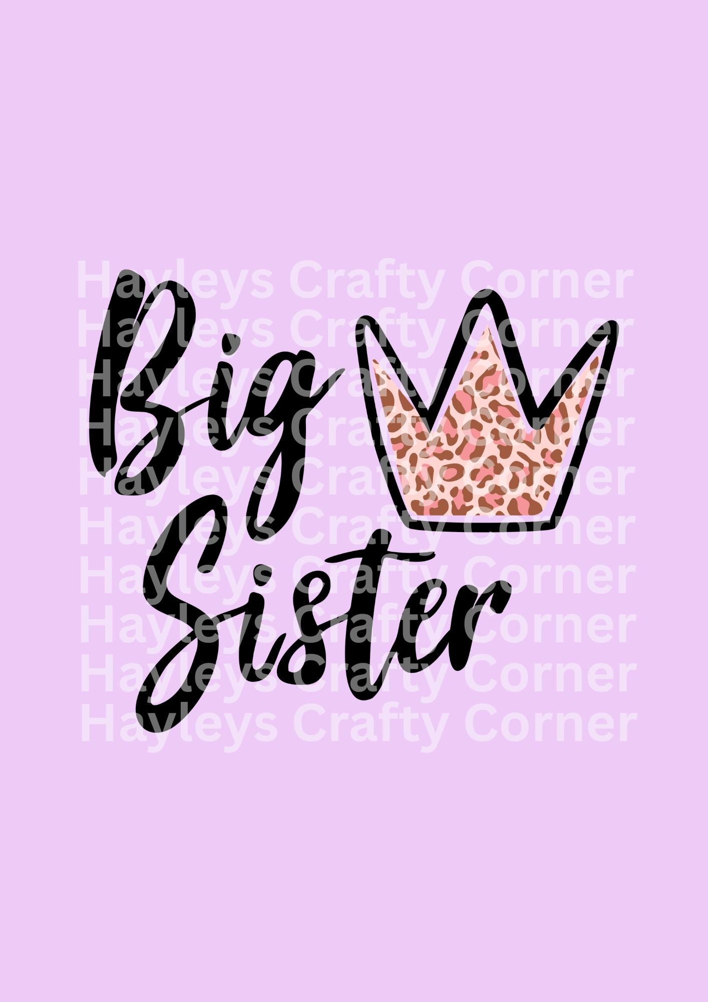 Big Sister Leopard Print – Heart or Crown