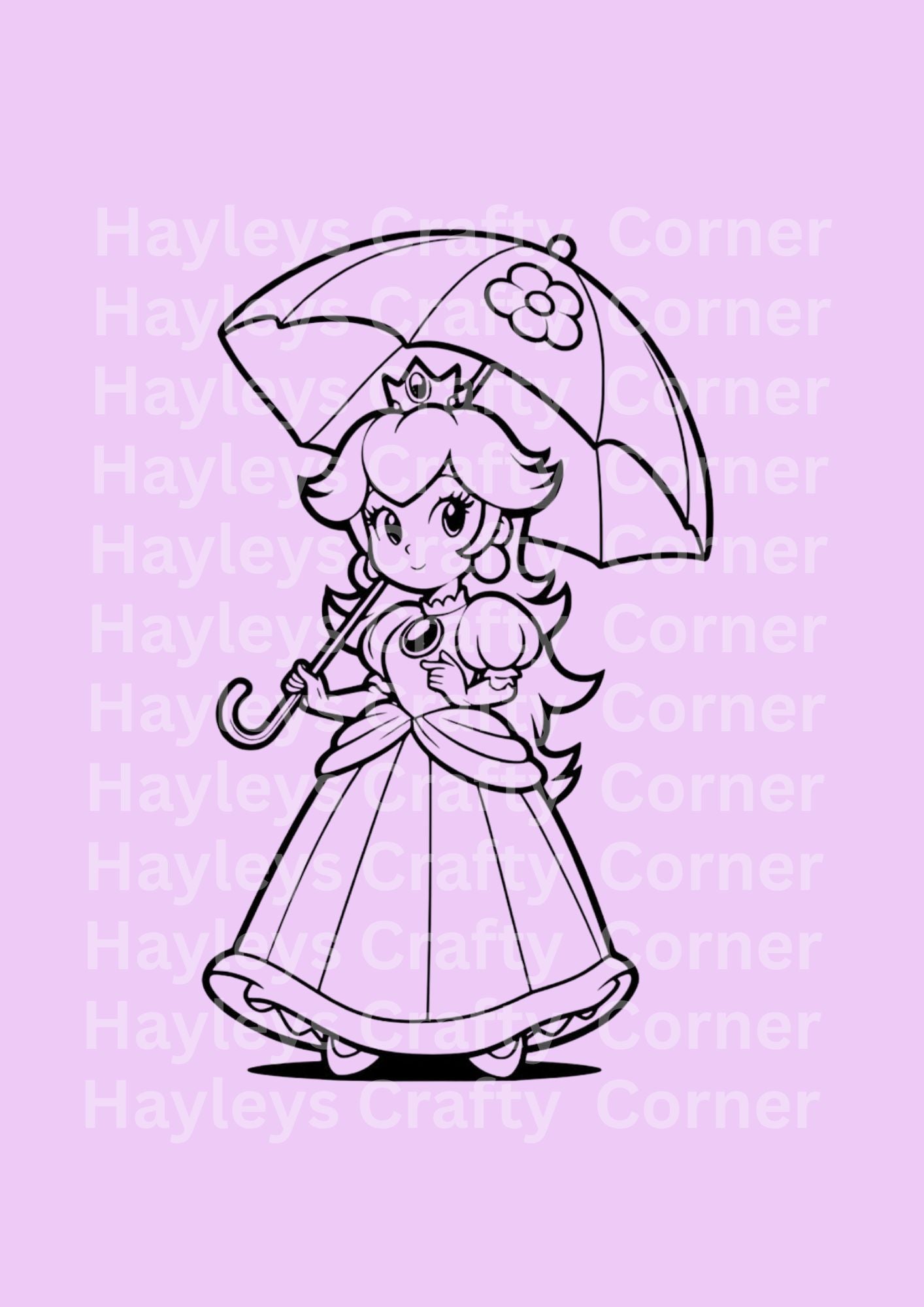 Princess Peach Colouring Heat Transfer