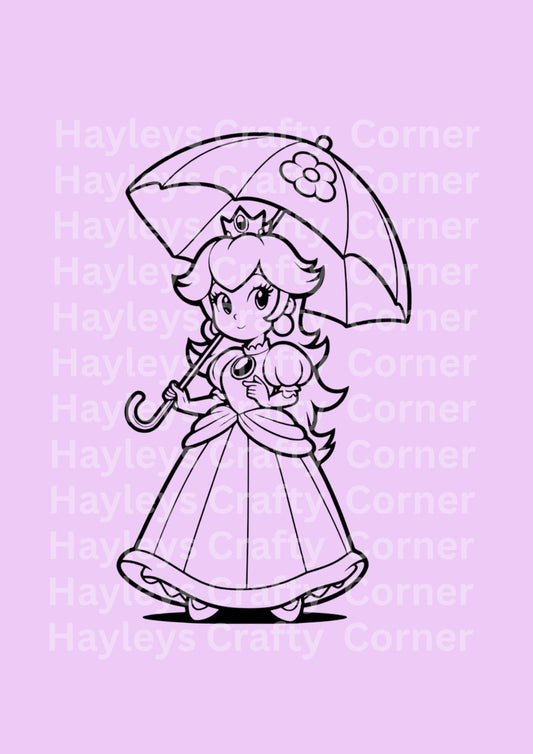 Princess Peach Colouring Heat Transfer
