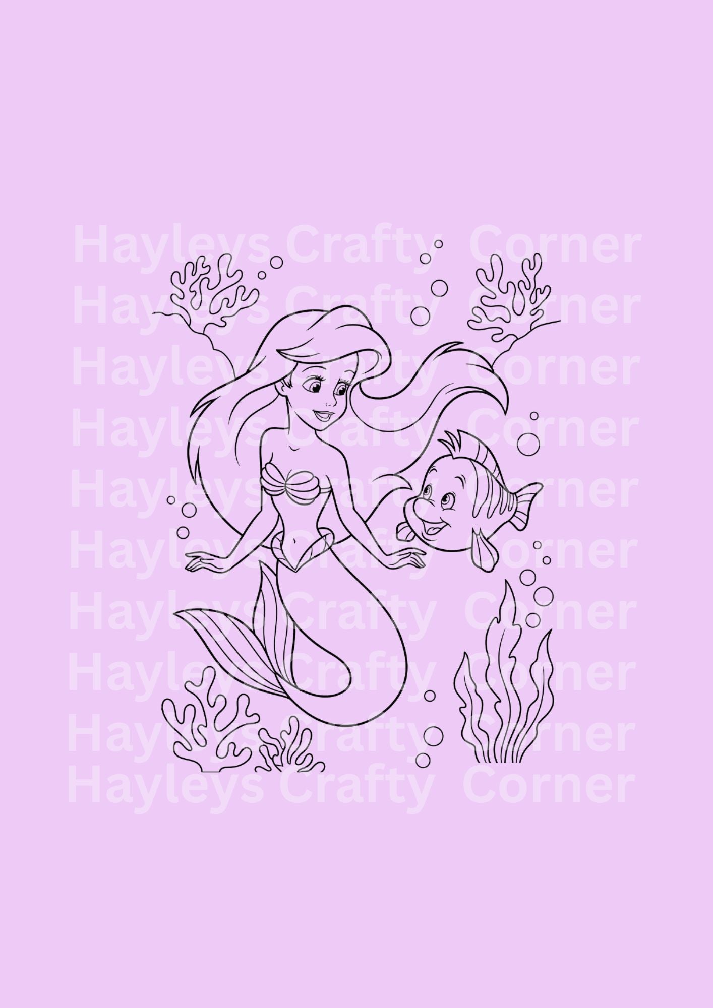 Mermaid Princess Colouring Heat Transfer