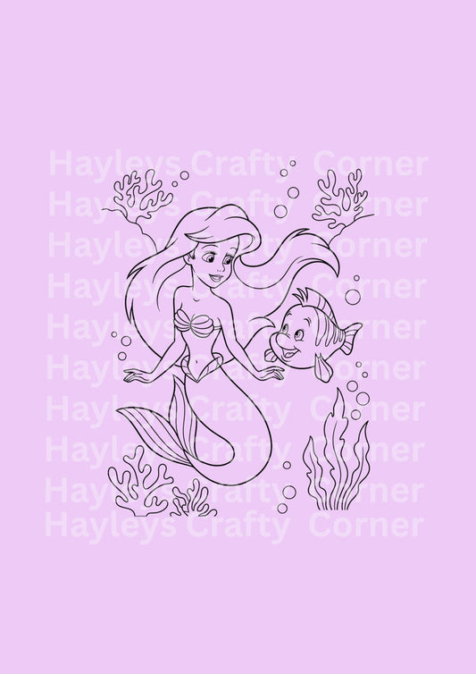 Mermaid Princess Colouring Heat Transfer