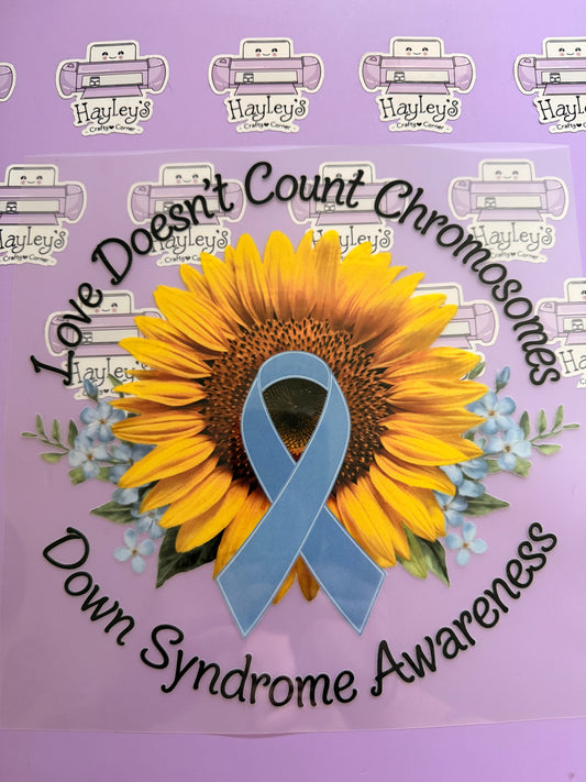 Love Doesn’t Count Chromosomes – Down Syndrome Awareness Heat Transfer