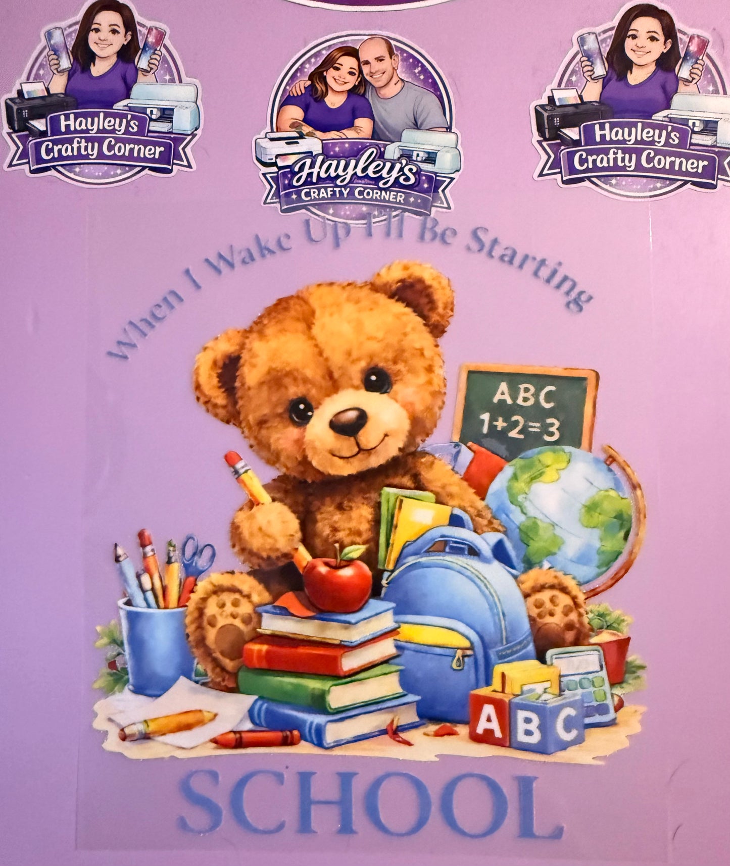 Starting School Teddy Bear Heat Transfer