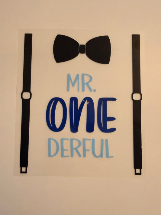 Mr. One Derful Birthday Heat Transfer