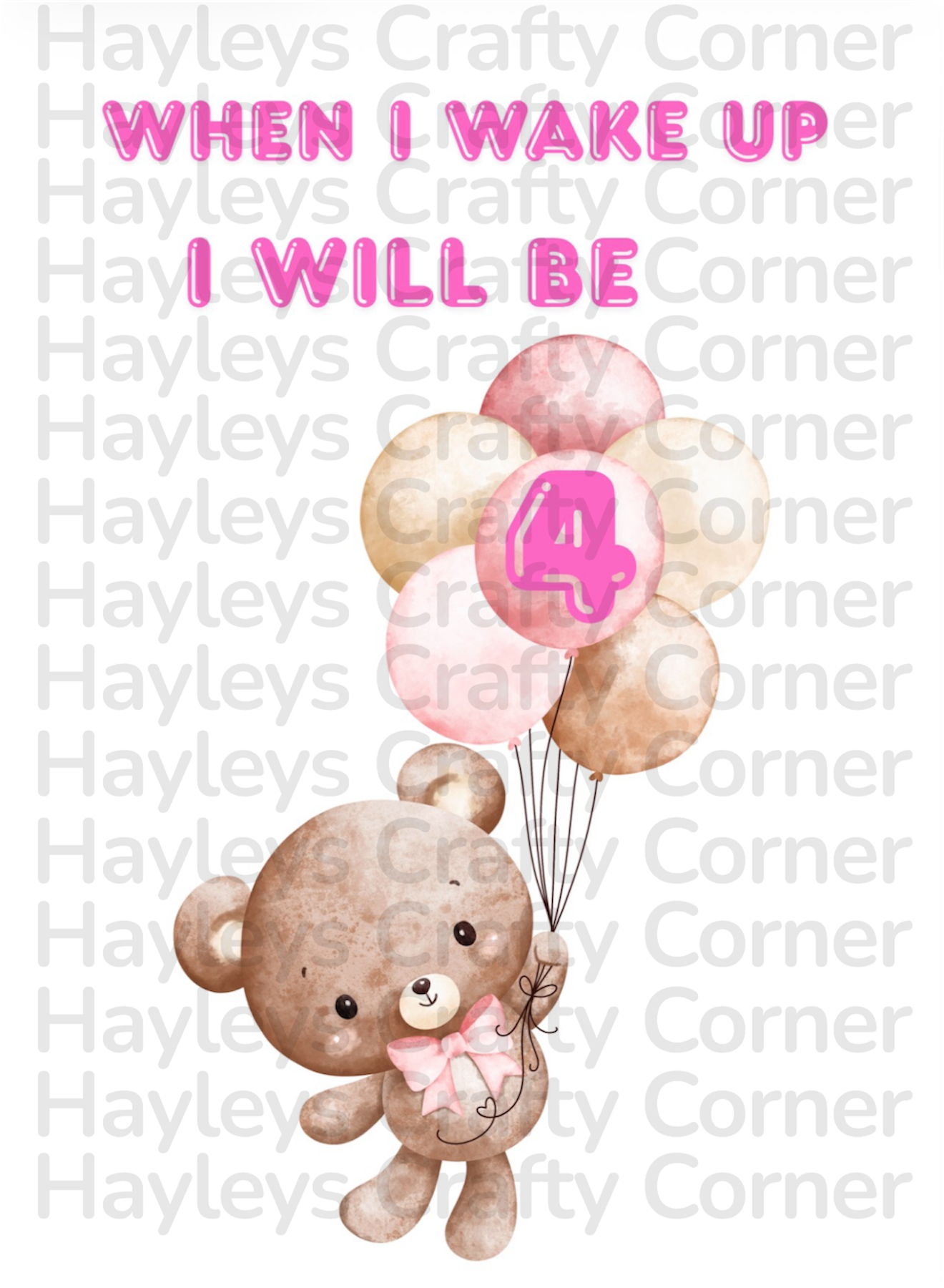 🎈 Digital Birthday Design – Pink Teddy (Ages 1–6) 🎈