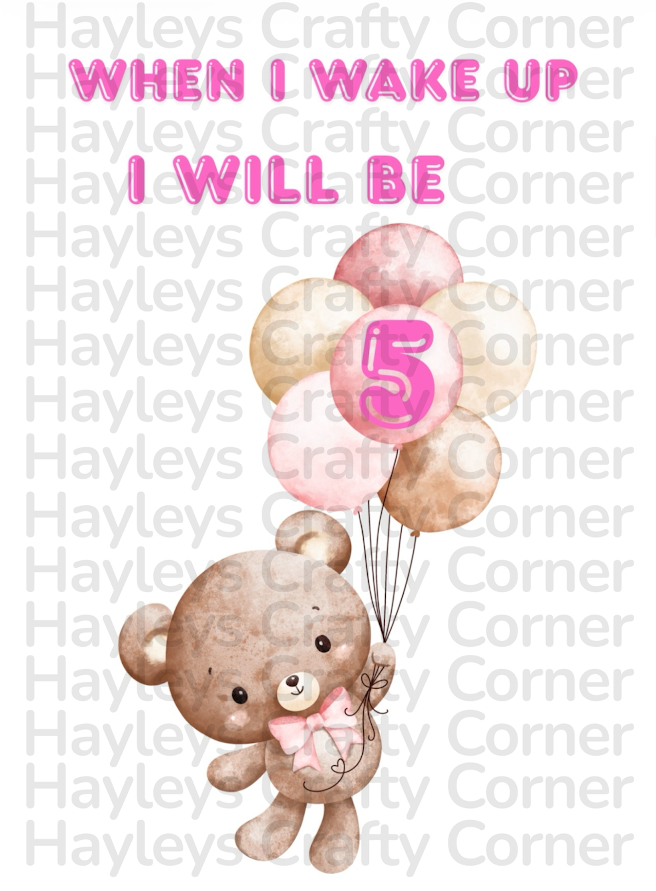 🎈 Digital Birthday Design – Pink Teddy (Ages 1–6) 🎈