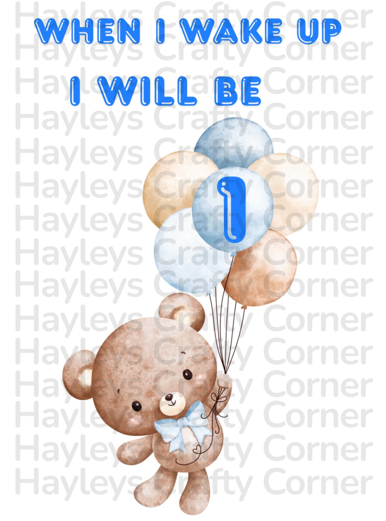 🎈 Digital Birthday Design – Blue Teddy (Ages 1–6) 🎈