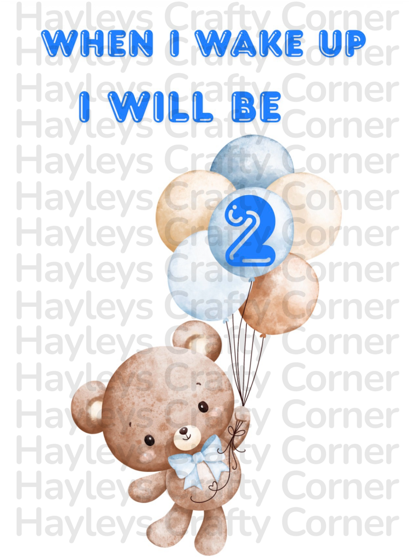 🎈 Digital Birthday Design – Blue Teddy (Ages 1–6) 🎈