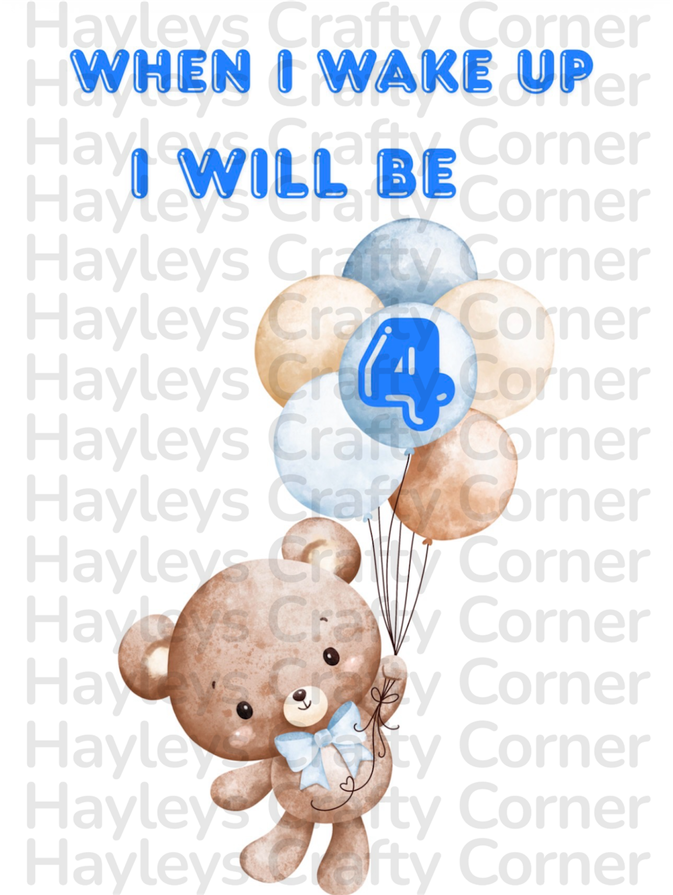 🎈 Digital Birthday Design – Blue Teddy (Ages 1–6) 🎈