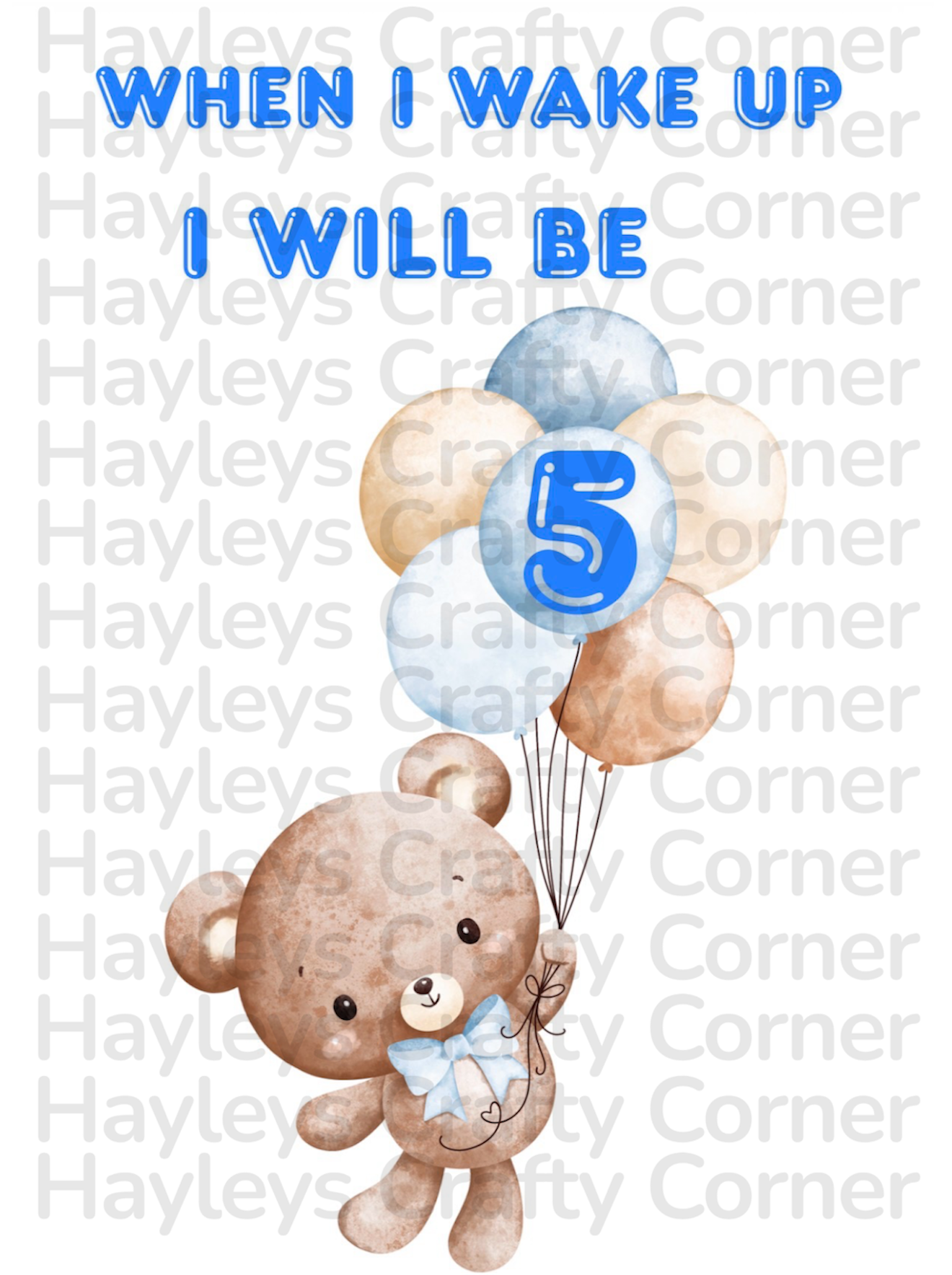 🎈 Digital Birthday Design – Blue Teddy (Ages 1–6) 🎈