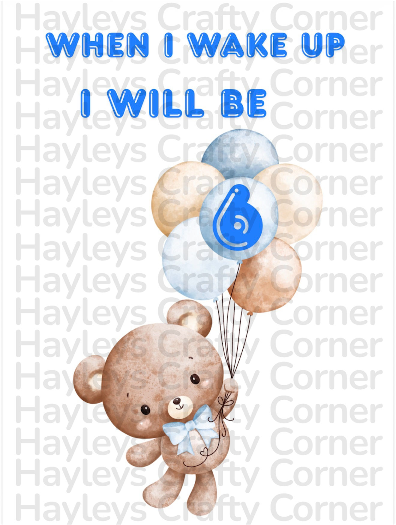 🎈 Digital Birthday Design – Blue Teddy (Ages 1–6) 🎈