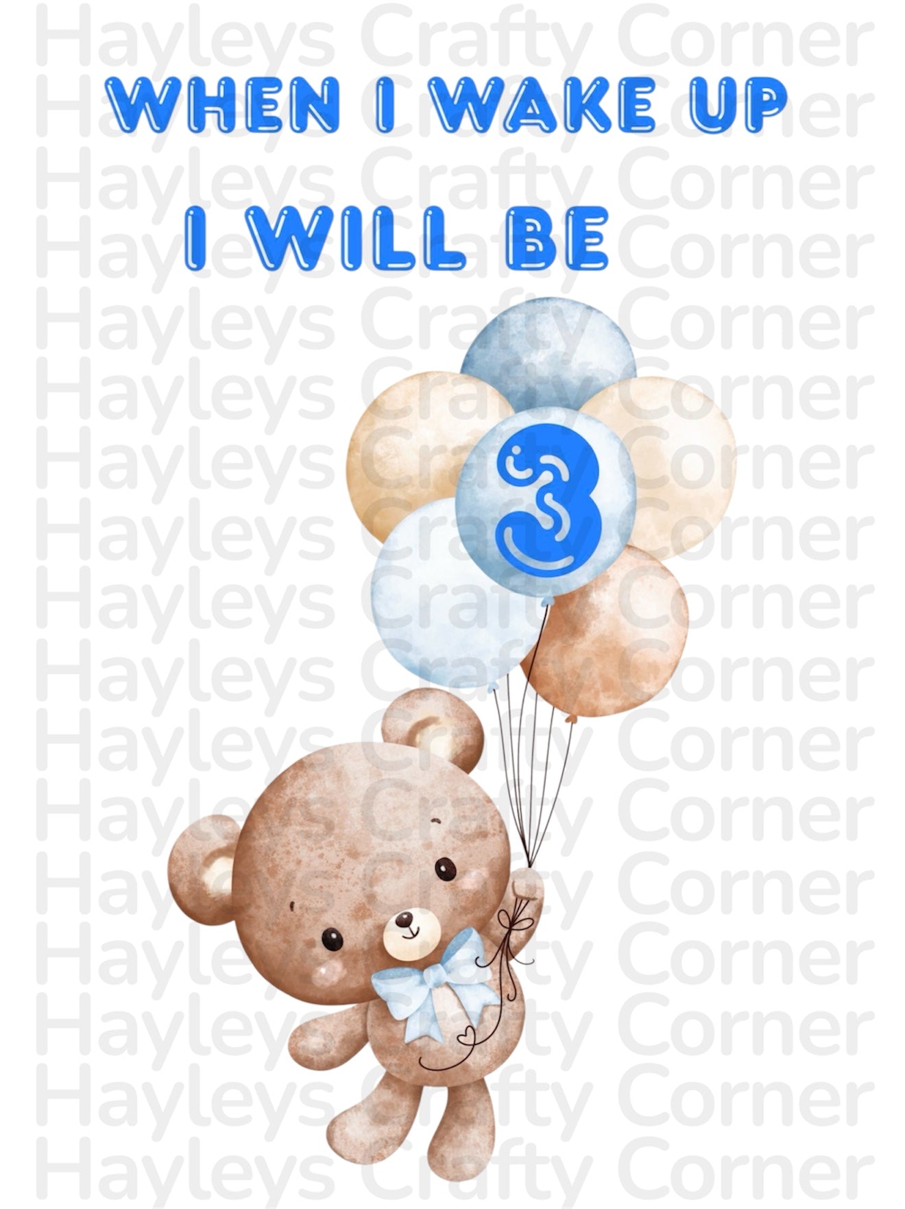 🎈 Digital Birthday Design – Blue Teddy (Ages 1–6) 🎈